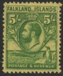 1929 Falkland Islands - SG.124  5/- green/yellow   M/M