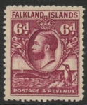 1936 Falkland Islands - SG.121a  line perf. 6d reddish purple. M/M