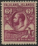 1929 Falkland Islands - SG.121 6d purple. U/M (MNH)