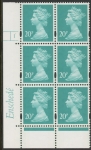 Y1684 (U270)  20p Turuoise green.  2B Enschedé Cyl. 1 no dot Yellow fluor perf RE2 4mm varnished bands.U/M (MNH)