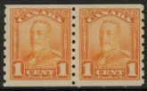 1928 Canada  SG. 286  1c orange imperf x perf 8 horizontal pair u/m (MNH)