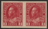 1923 Canada  SG.261  3c carmine (die1) imperf pair U/M (MNH)