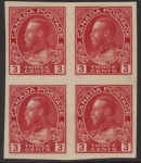 1923 Canada  SG.261 3 c carmine block of 4 U/M (MNH)