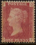 SG.43 1d rose red. corner letters 'QF' Plate 86  mint Original Gum