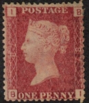 SG.43 1d rose red. corner letters 'BI' Plate 87  mint Original Gum