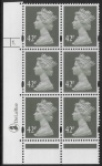Y1715 (U395)  42p deep olive-grey  2B  DLR.  Cyl.1 phos 47 dot. blue fluor U/M (MNH)