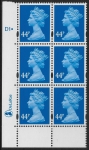 Y1720 (U410)  44p bright blue  2B  DLR.  Cyl. D1dot. blue fluor U/M (MNH)