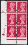 Y1714 (U392) 41p rosine  2B  DLR.  Cyl. 1 dot phos 47  dot. blue fluor. LFG U/M (MNH)