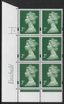 Y1668 (U85A) 2p deep green. 2B  Enschedé. 2mm varnished bands PVA buish Cyld. 1dot. yellow fluor U/M (MNH)