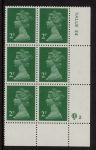 X1000 (UG4)  Questa 2p TI  Perf 14 emerald green. FCP Cyld. Q2 row 20 U/M (MNH)