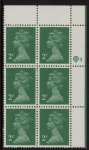 X1000 (UG4)  Questa 2p TI  Perf 14 emerald green. FCP Cyld. Q3 row 1 U/M (MNH)