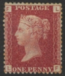 SG.43 1d rose red. corner letters 'LF' Plate 222  mint Original Gum