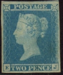 SG.13 EI(1)  2d  pale blue plate 3 Letters 'EJ'   fine Mounted Mint..