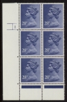 U307 (x975)  Harrison 28p dp. violet (FCP) PVAD. cyld.1 no dot U/M (MNH)