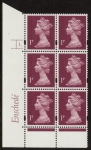 Y1667 (U69A) 1p crimson. Enschedé. 2mm varnished bands PVA White back. Cyld. 1 dot. blue fluor U/M (MNH)