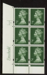 Y1668 (U85B) 2p deep green. 2B  Enschedé. 2mm varnished bands PVA buish Cyld. 1dot. blue fluor U/M (MNH)