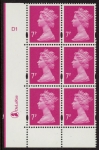 Y1673 (U157B)  7p bright magenta 2B DLR Cyl. D1 phos D1 no dot blue fluor PVA (bluish). U/M (MNH)