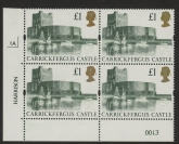 UK5 (SG.1611) £1  cylinder Block of 4 cylinder 1A Harrison  U/M (MNH)