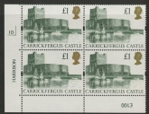 UK5 (SG.1611)  £1  cylinder Block of 4 cylinder 1D Harrison  U/M (MNH)
