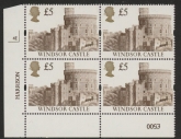 UK15 (SG.1614) £5  cylinder Block of 4 cylinder 4E PVAD Harrison  U/M (MNH)