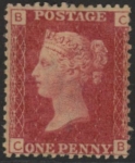 SG.43 1d rose red. corner letters 'CB' Plate 105  mint Original Gum