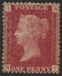 SG.43 1d rose red. corner letters 'NI' Plate 121  mint Original Gum