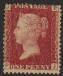 SG.43 1d rose red. corner letters 'PJ' Plate 175  mint Original Gum