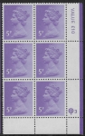 X1003 (UG15)  Questa 5p light violet Perf 14 . FCP PVAD Cyld. Q3 row 20 U/M (MNH)