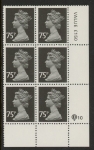X1023 (UG130)  Questa 75p black Type 1 Cyl. Q10 row 20 U/M (MNH)