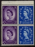 SB56 2 x 3d 2 x 1d crowns 9.5mm violet phos. wmk. left perf AP. good perfs.U/M (MNH)