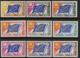 1963 France C7-15 Council Flag Set of 9 U/M (MNH)