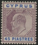 1903 Cyprus SG.59 45pi dull purple & ultramarine  M/M