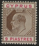 1904 Cyprus SG.56 9pi brown & carmine M/M