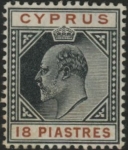 1904 Cyprus SG.58 18pi black & brown M/M