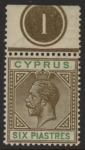 1923 Cyprus SG.96 6pi sepia & green plate 1  U/M (MNH)