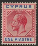 1915 Cyprus SG.77ba 1pi rose red & blue 'broken left triangle'  M/M