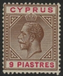 1915 Cyprus SG.81 9pi brown & carmine M/M