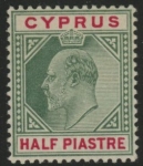 1904 Cyprus SG.62  ½pi  green & carmine U/M (MNH)