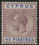 1915 Cyprus SG.84 45pi  dull purple & ultramarine M/M