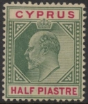 1902 Cyprus SG.50  ½pi  green & carmine M/M