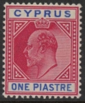 1904 Cyprus SG.64 1pi carminr & blue. U/M (MNH)
