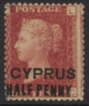 1881 Cyprus SG.8 1d red overprinted 'Cyprus Halfpenny' plate216 corner letters LC M/M.