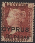 1881 Cyprus SG.10 1d red overprinted 'Cyprus  30 paras' plate 216 corner letters JE  M/M.