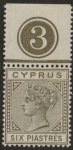 1893 Cyprus SG.36 6pi  Die II olive-grey . U/M (MNH)