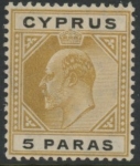 1904 Cyprus KEVII SG.60a 5pa bistre & black  ' Multi Crown CA'  variety 'broken triangle'  M/M