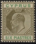 1904 Cyprus KEVII SG.67 6pi sepia & green  ' Multi Crown CA'  M/M