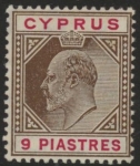 1904 Cyprus KEVII SG.68 9pi  brown & carmine  ' Multi Crown CA'  M/M