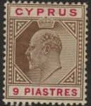 1904 Cyprus KEVII SG.68a 9pi  yellow-brown & carmine  ' Multi Crown CA'  M/M