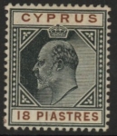 1904 Cyprus KEVII SG.70  18pi  black & brown  ' Multi Crown CA'  M/M