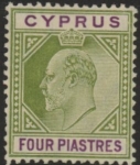 1905 Cyprus KEVII SG.66  4pi  olive-green & purple  ' Multi Crown CA'  M/M